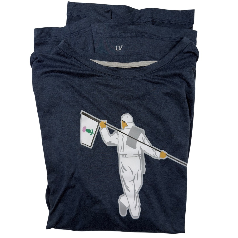 Outdoor Voices T Shirt Caddie Graphic Mens Large Performance Heathered Navy Blue